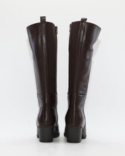 BOTA ALTA MUJER TACON MEDIO COLOR MARRON CREMALLERA Y ELASTICO TREINTAS L-1504