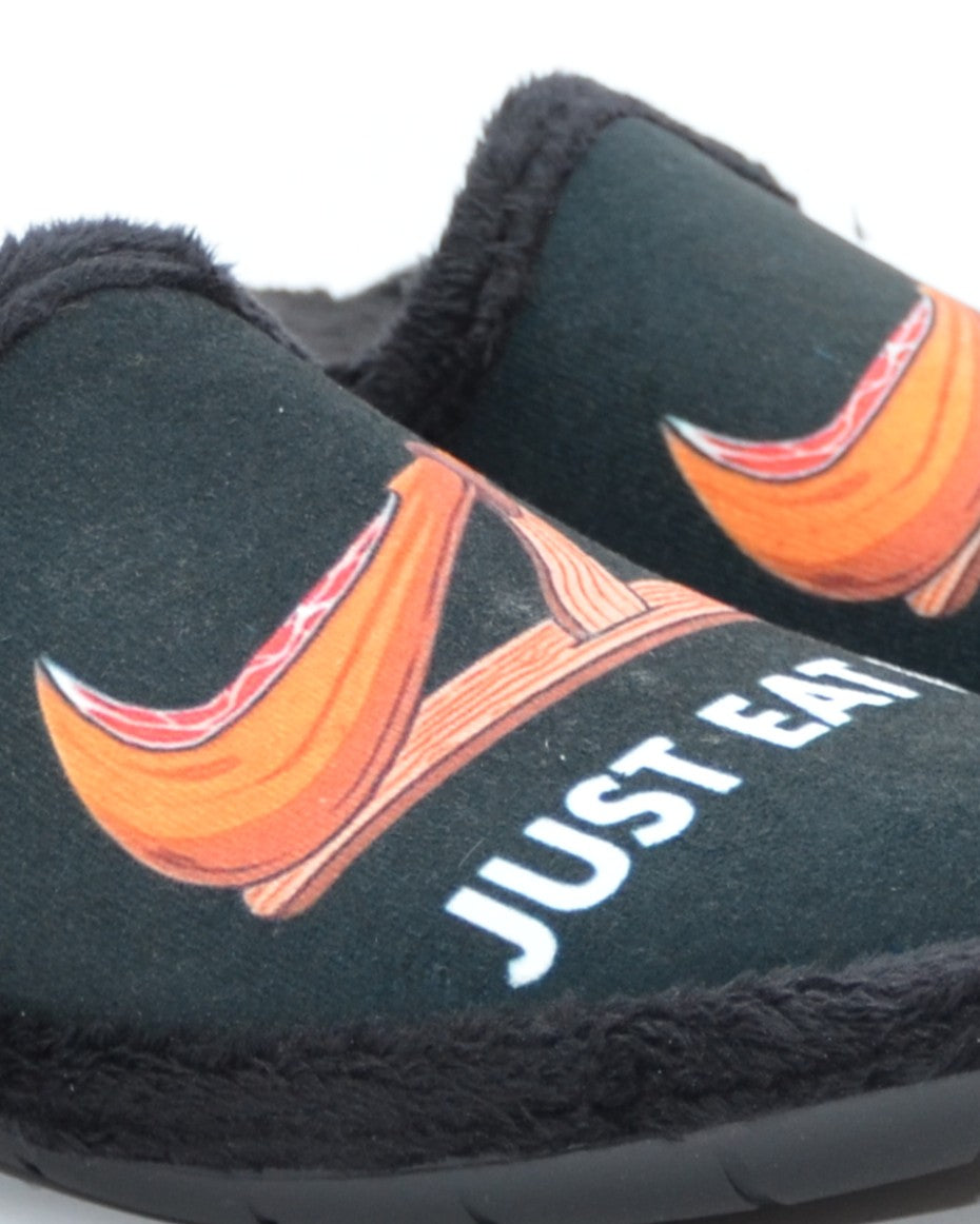 ZAPATILLAS CASA HOMBRE NEGRO ESTAMPADO JAMON
