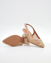 ZAPATO VESTIR MUJER DESTALONADO TACON BAJO DANIELA VEGA CON REJILLA NATURAL BEIGE