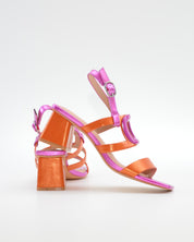 SANDALIA FIESTA MUJER CON ADORNO COLOR FUXIA Y NARANJA AZAREY 613L026
