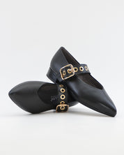 MERCEDITA PLANA PITILLOS PIEL NEGRO 11672