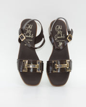 SANDALIA MUJER CHAROL MARRON TACON BAJO PLANTA DE GEL OH MY SANDALS 5981