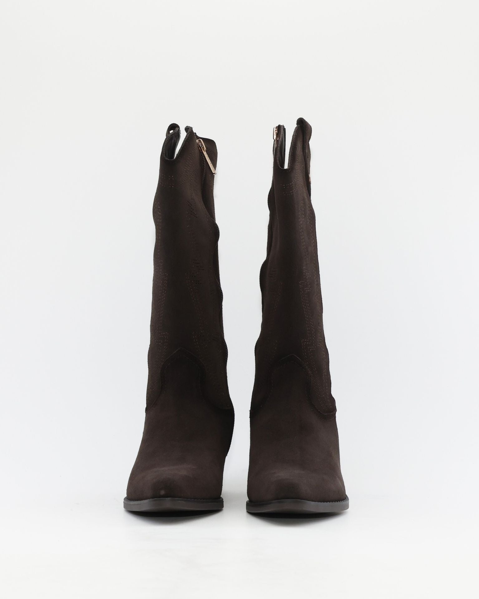 BOTA COWBOY MUJER SERRAJE MARRON CHOCOLATE CON CREMALLERA CARMELA 164381