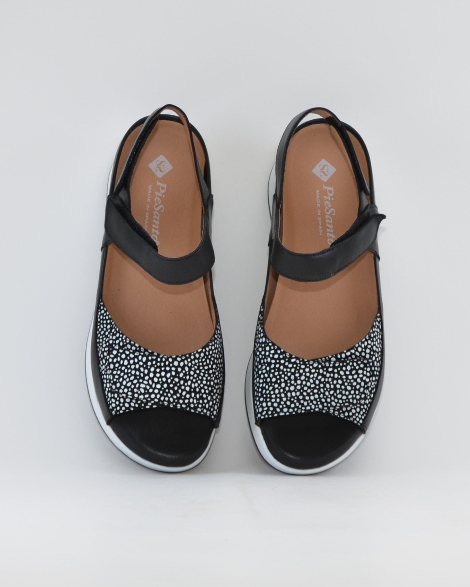 SANDALIA PLANTILLA EXTRAIBLE MUJER TRES VELCROS ANCHO ESPECIAL COLOR NEGRO PIE SANTO 260422