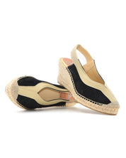 ALPARGATA DE CUÑA MUJER COLOR NEGRO ADORNO TIRA ESPIGA LINO 333016