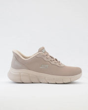 SNEAKERS MUJER SKECHERS 117324 TPE TAUPE CORDON ELÁSTICO SLIP-INS