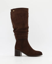 BOTA ALTA MUJER EFECTO SERRAJE MARRÓN CHOCOLATE ARRUGADA 146530