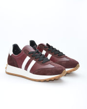 SNEAKER MUJER BURDEOS TIRAS BLANCAS