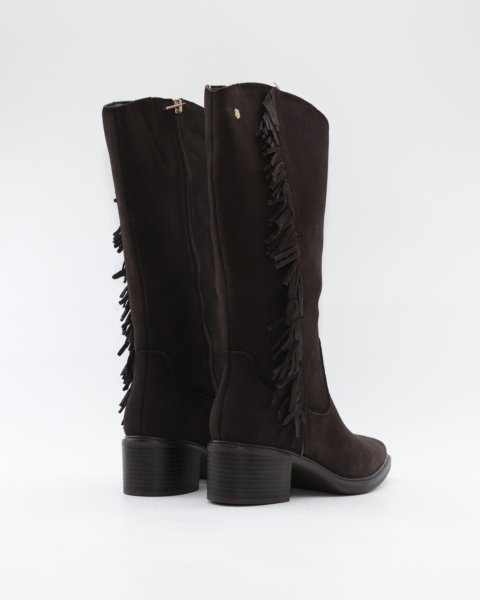 BOTA COWBOY MUJER SERRAJE MARRÓN CHOCOLATE CON CREMALLERA CARMELA 164253