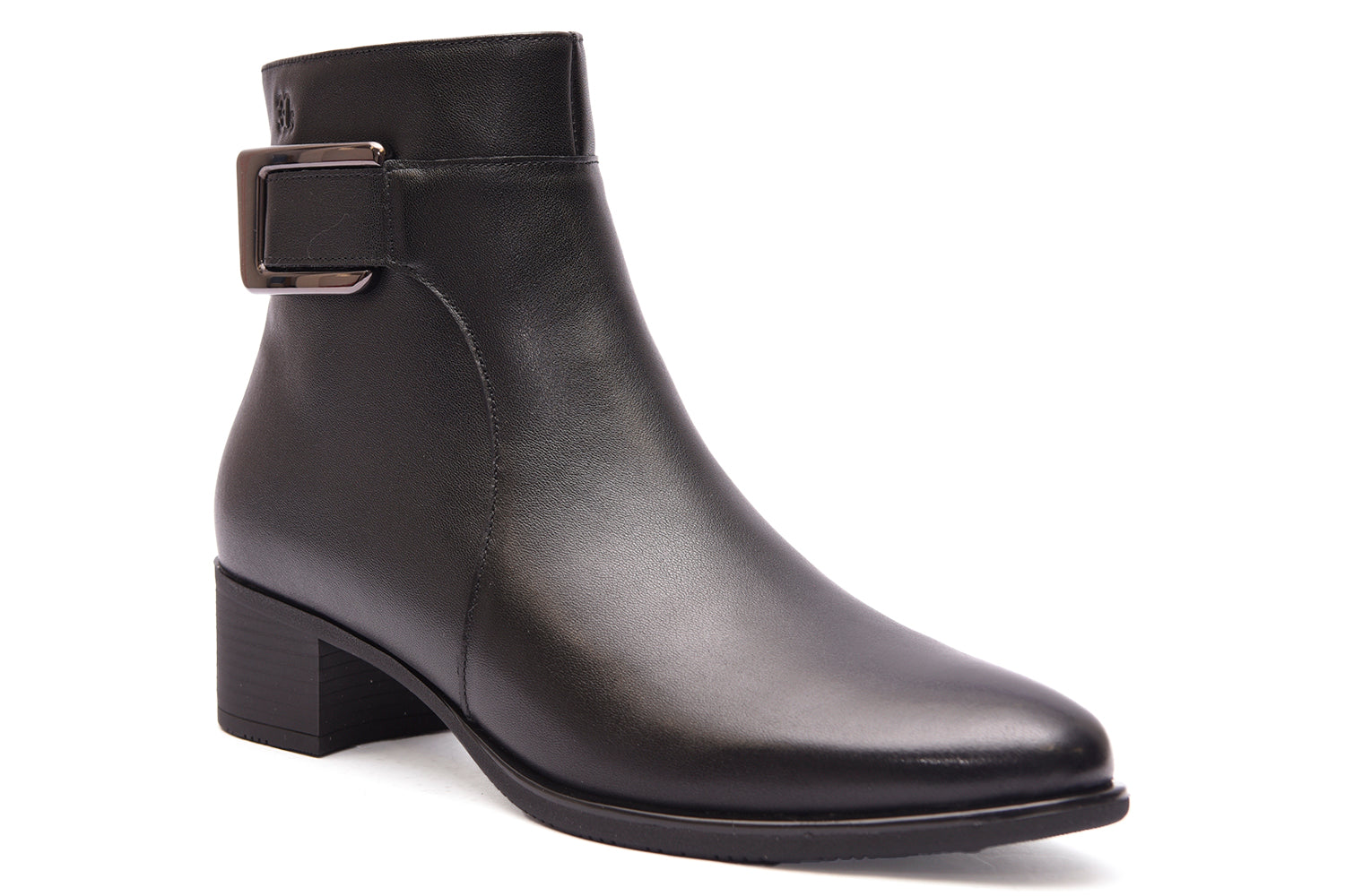 BOTIN MUJER NEGRO TACON CUADRADO Y CREMALLERA  L-4419