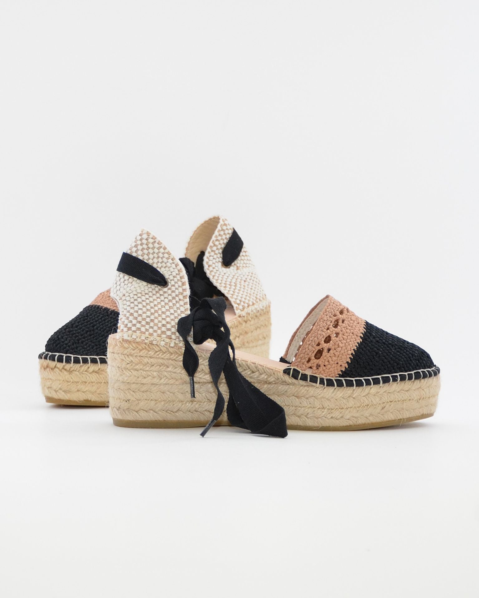 ALPARGATAS DE CUÑA CUERDA NEGRO TAUPE MACARENA JAVA 36