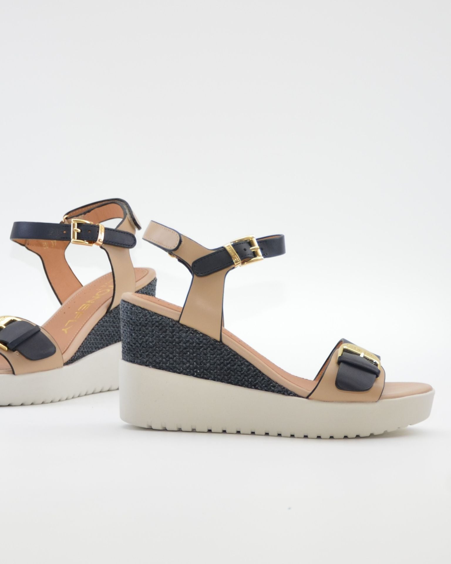 SANDALIA CUÑA MUJER STONEFLY ADORNO HEBILLA COMBI MARINO BLANCO 222301 EGC