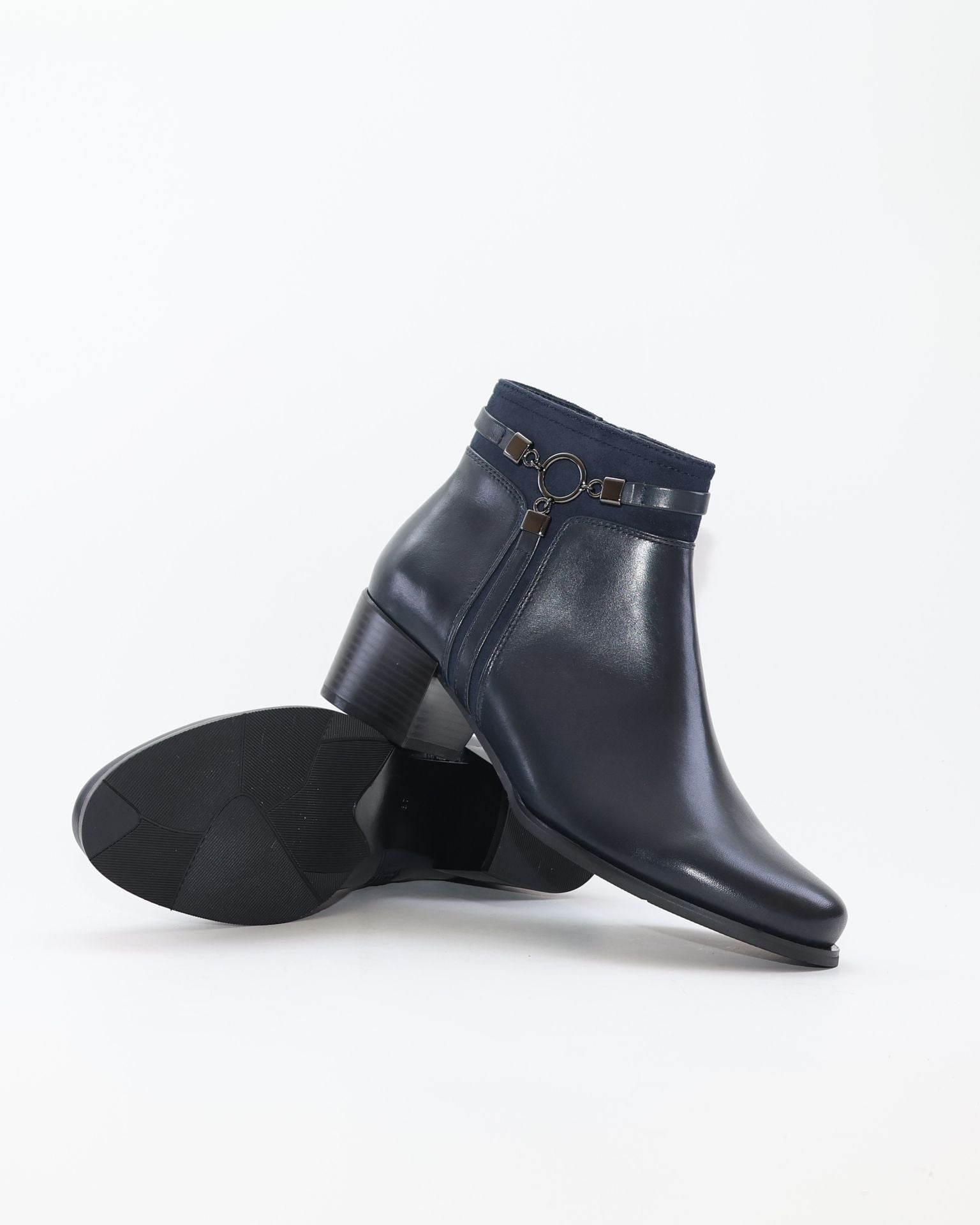 BOTIN MUJER PIEL TACON BAJO COLOR AZUL MARINO REGARDE LE CIEL JOLENE 29 NAVY