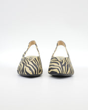 ZAPATO SALON DESTALONADO EN PIEL ANIMAL PRINT CEBRA LACOMBA HIBISCUS