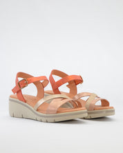 SANDALIA CUÑA MUJER MULTI METALIZADA SALMON KAOLA 3331