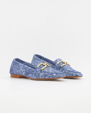 ZAPATO MOCASIN MUJER PLANO ESTAMPADO AZUL CAYETANO 17186