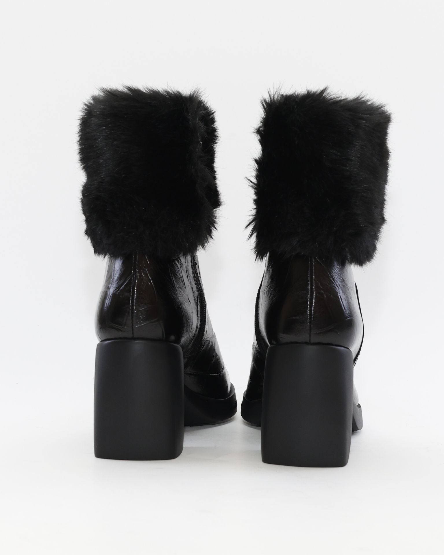 BOTIN TACON MUJER PIEL COCO COLOR NEGRO CON PELO WONDERS L-1605 MISOURI