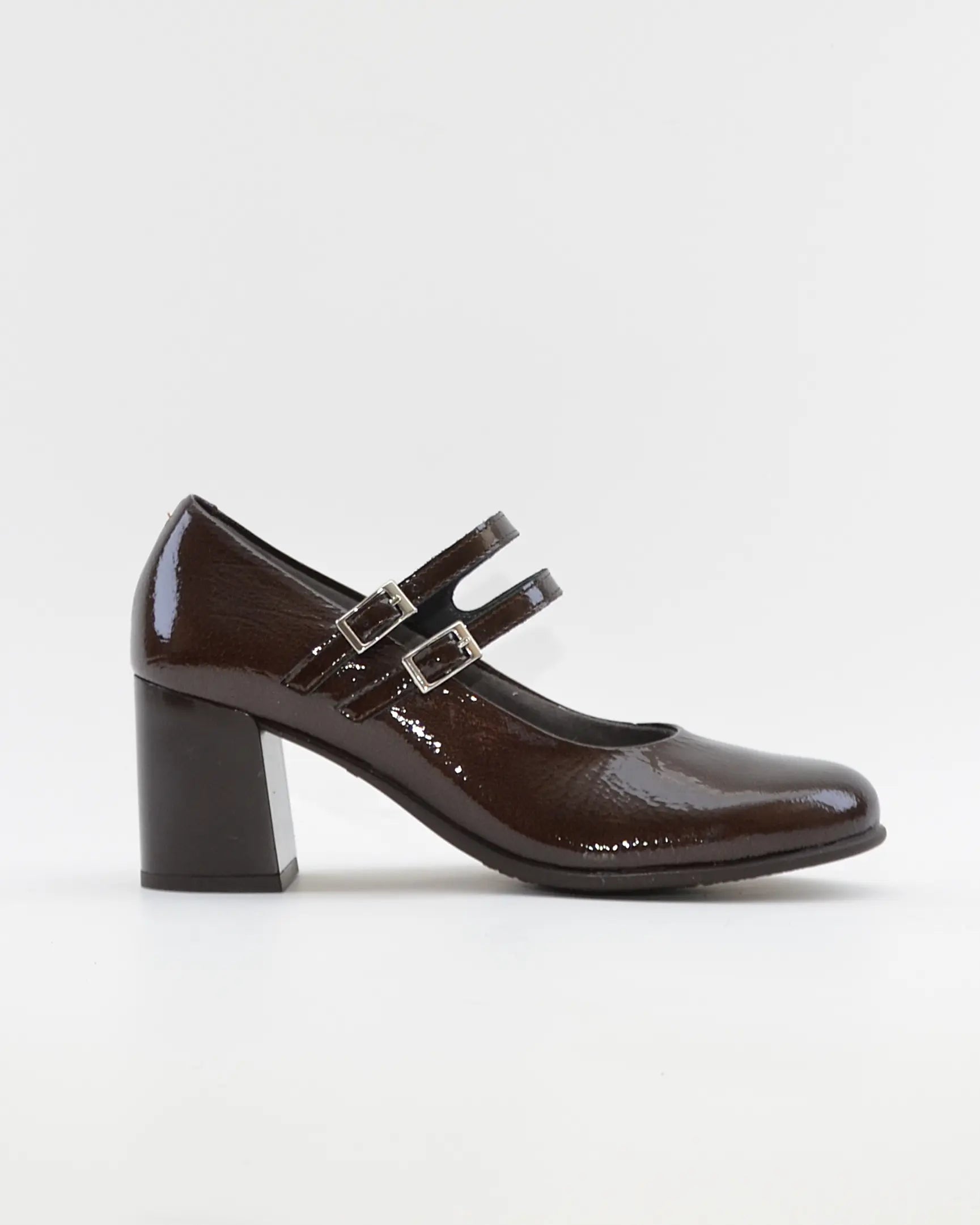 ZAPATO SALON MUJER CON PULSERA CHAROL MARRÓN CHOCOLATE PITILLOS 11651