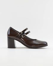 ZAPATO SALON MUJER CON PULSERA CHAROL MARRÓN CHOCOLATE PITILLOS 11651