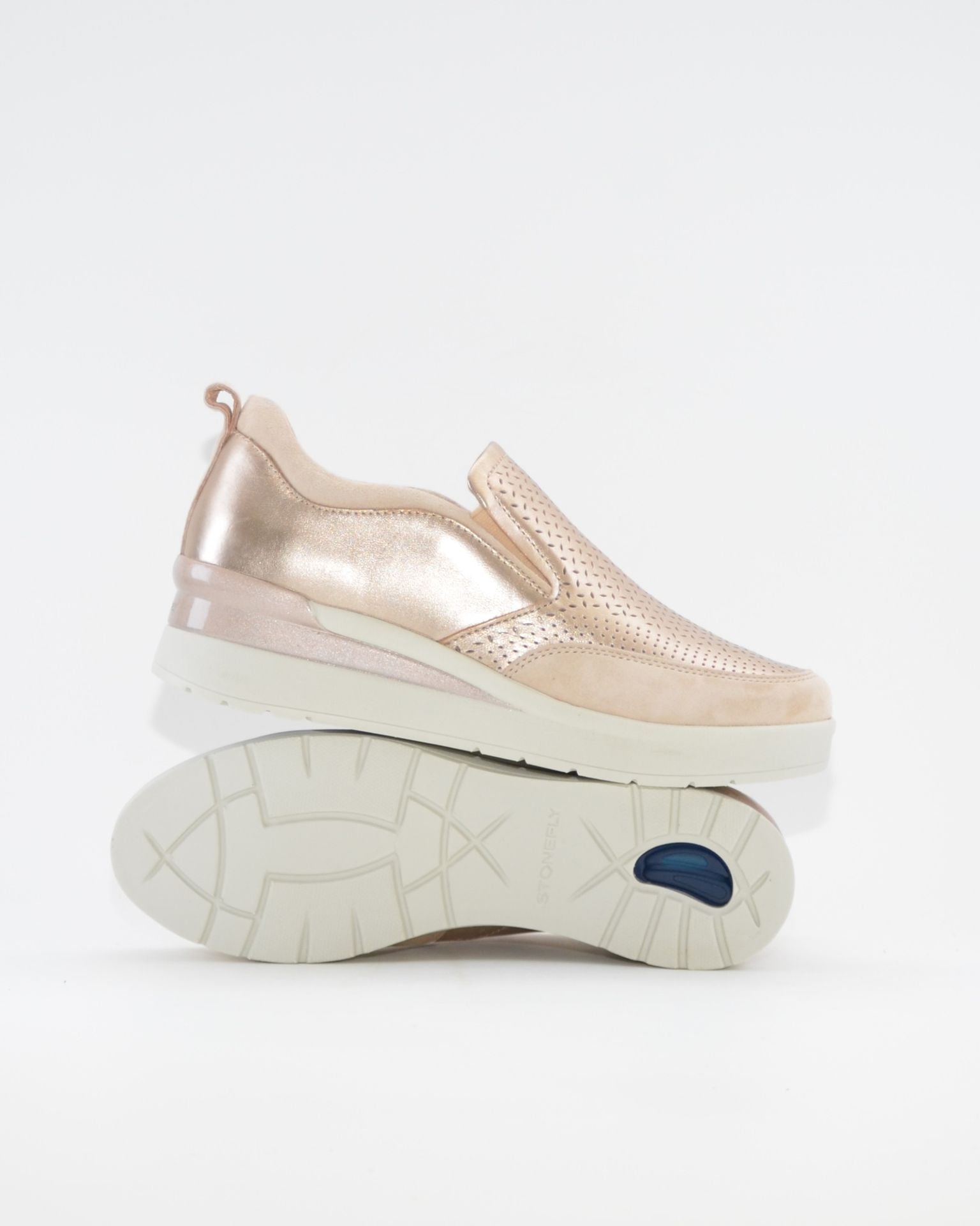 DEPORTIVO STONEFLY MUJER SLIP ON METALIZADO ORO PLANTILLA EXTRAHIBLE