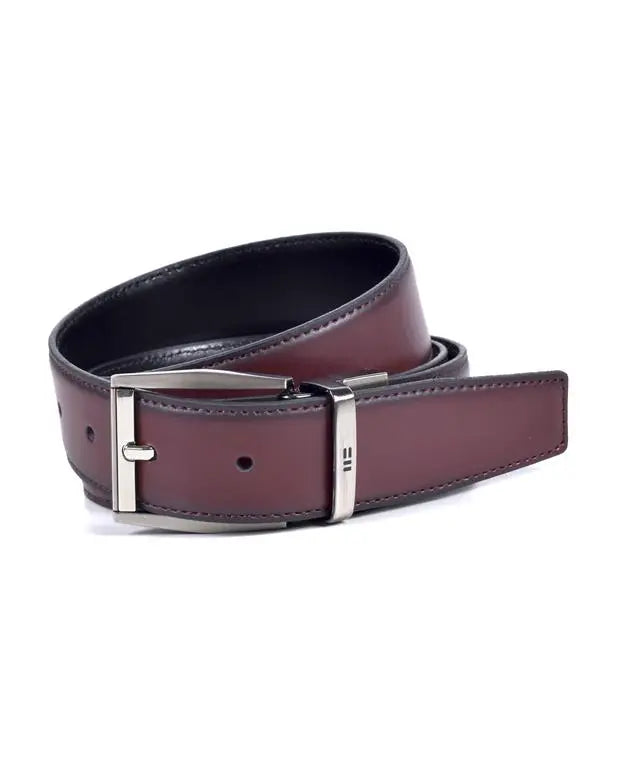 CINTURON DE PIEL REVERSIBLE NEGRO BURDEOS