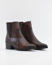 BOTIN MUJER TACON ANCHO EFECTO SERPIENTE PIEL MARRON KAOLA 3055