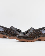 ZAPATO MOCASIN MUJER CHAROL COCO MARRON PLANTILLA EXTRAIBLE PITILLOS 10770