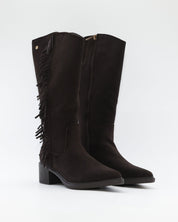 BOTA COWBOY MUJER SERRAJE MARRÓN CHOCOLATE CON CREMALLERA CARMELA 164253
