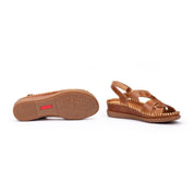 SANDALIA DE PIEL TRENZADA COLOR BRANDY PIKOLINOS W8K-1839