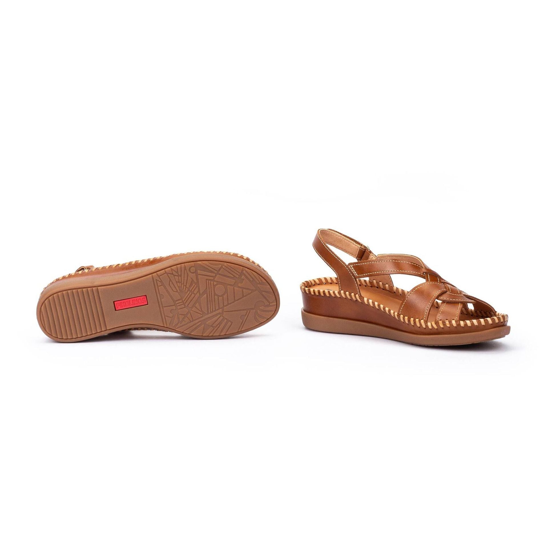 SANDALIA DE PIEL TRENZADA COLOR BRANDY PIKOLINOS W8K-1839