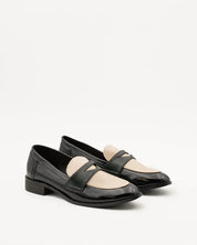 MOCASIN PLANO CHAROL NEGRO AD.VERDE BEIG CF3360