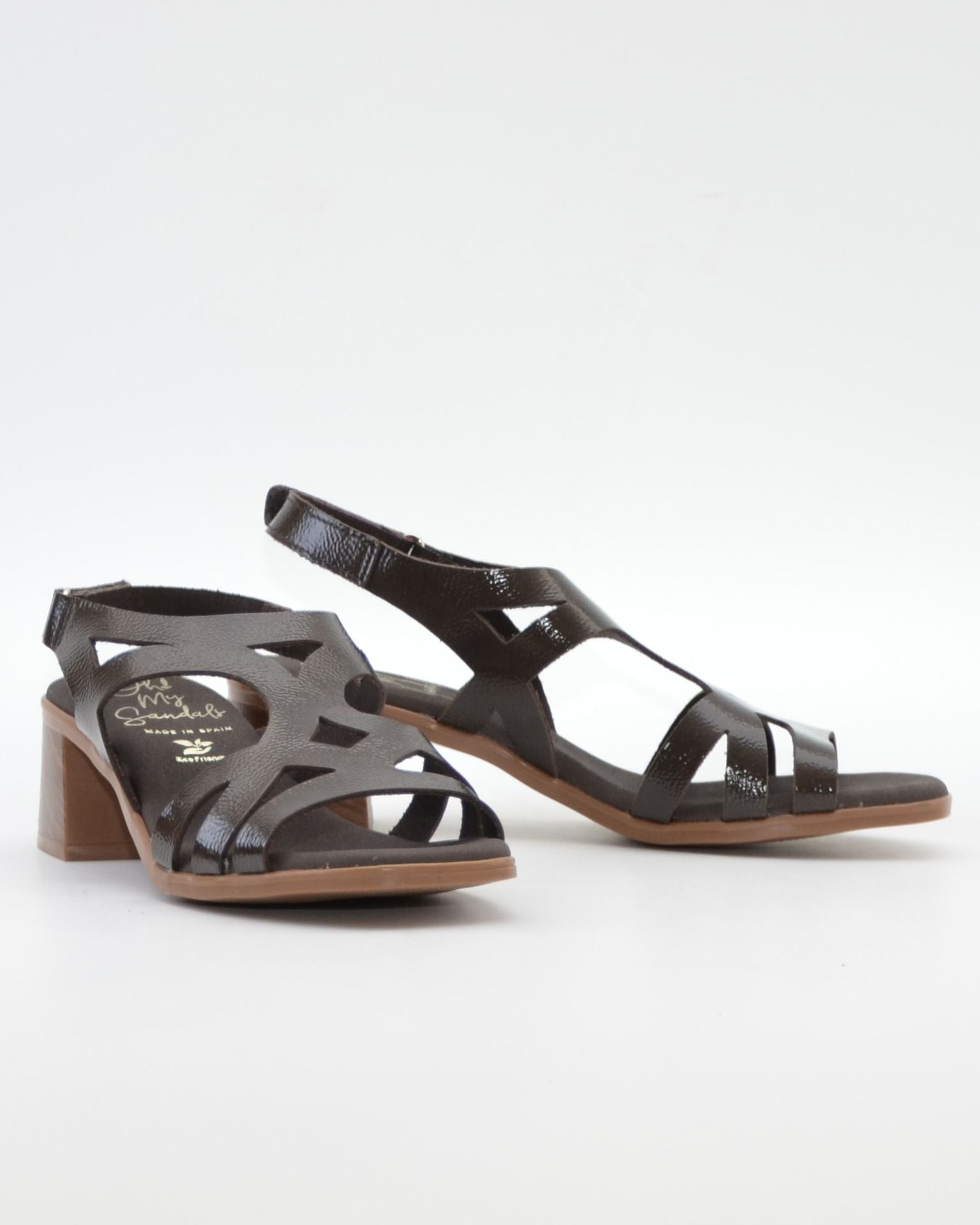 SANDALIA MUJER CHAROL MARRON TACON PLANTA DE GEL OH MY SANDALS 5992