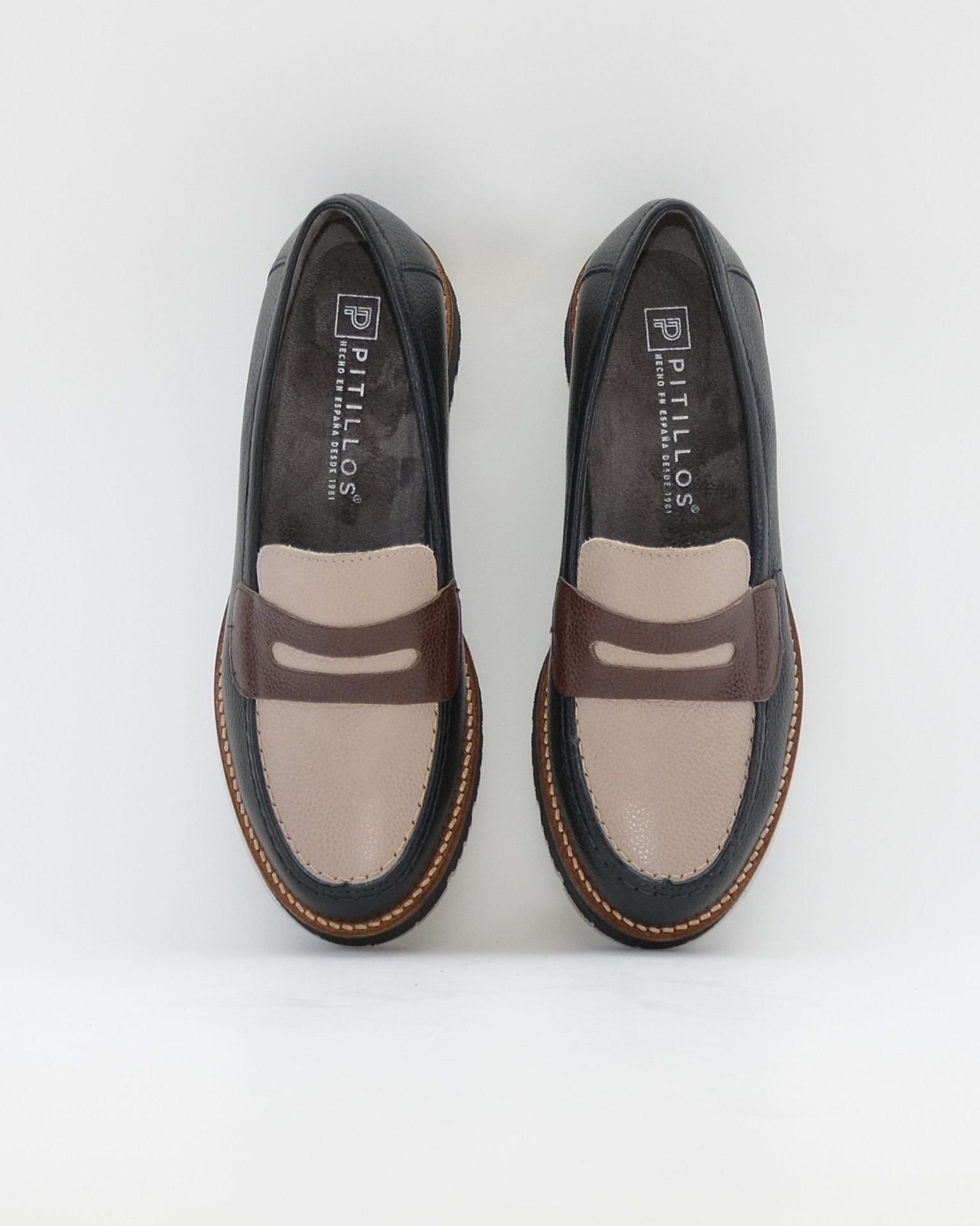 ZAPATO MOCASIN MUJER NEGRO MARRON TOPO PLANTILLA EXTRAIBLE PITILLOS 11564