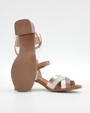 SANDALIA MUJER TIRAS CHAROL COMBI TAUPE TACON PLANTA DE GEL OH MY SANDALS 6004