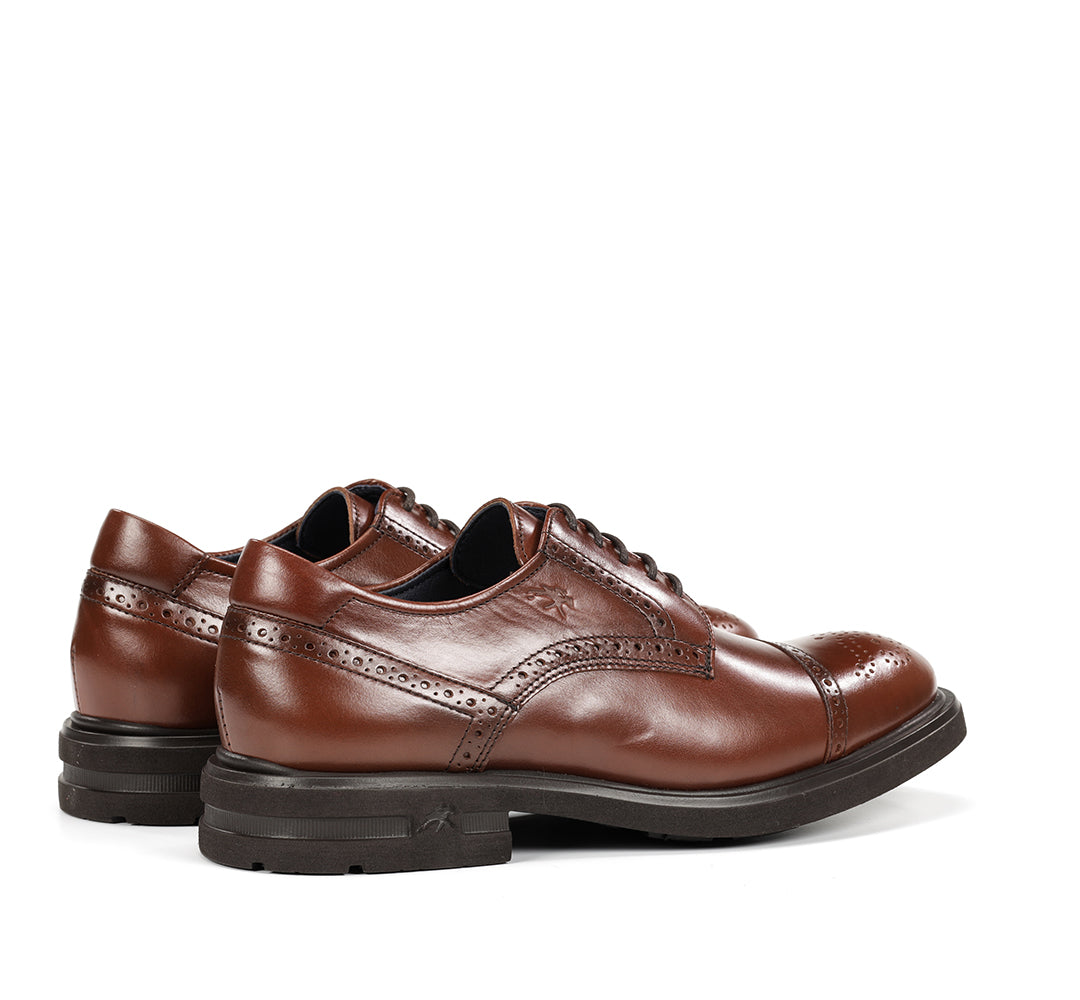 ZAPATO PICADO CORDON CUERO F0629 BELGAS CASTAÑO