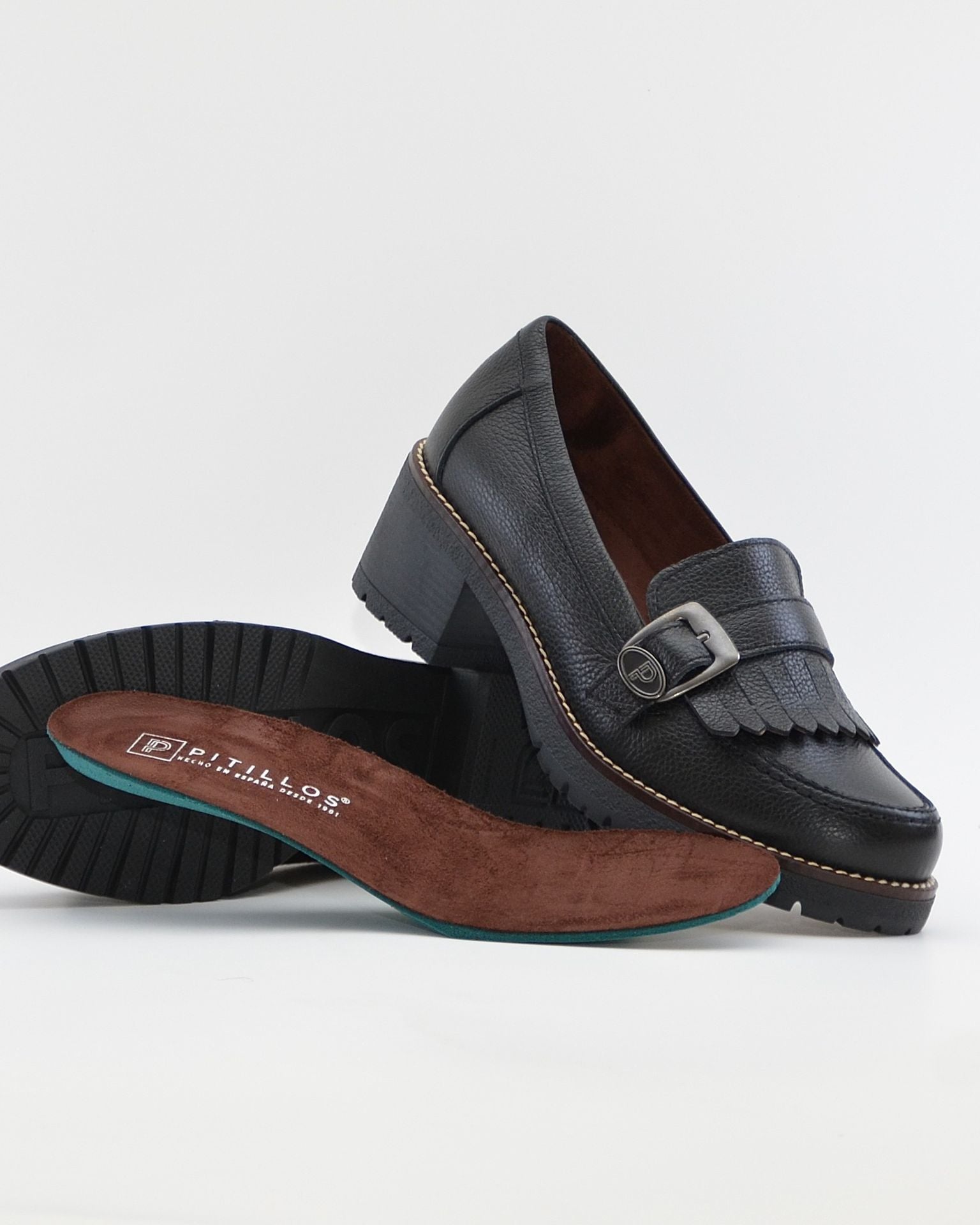 ZAPATO MOCASIN MUJER NEGRO PLANTILLA EXTRAIBLE PITILLOS 20522