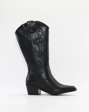BOTA COWBOY MUJER PIEL NEGRA CON CREMALLERA CARMELA 164388