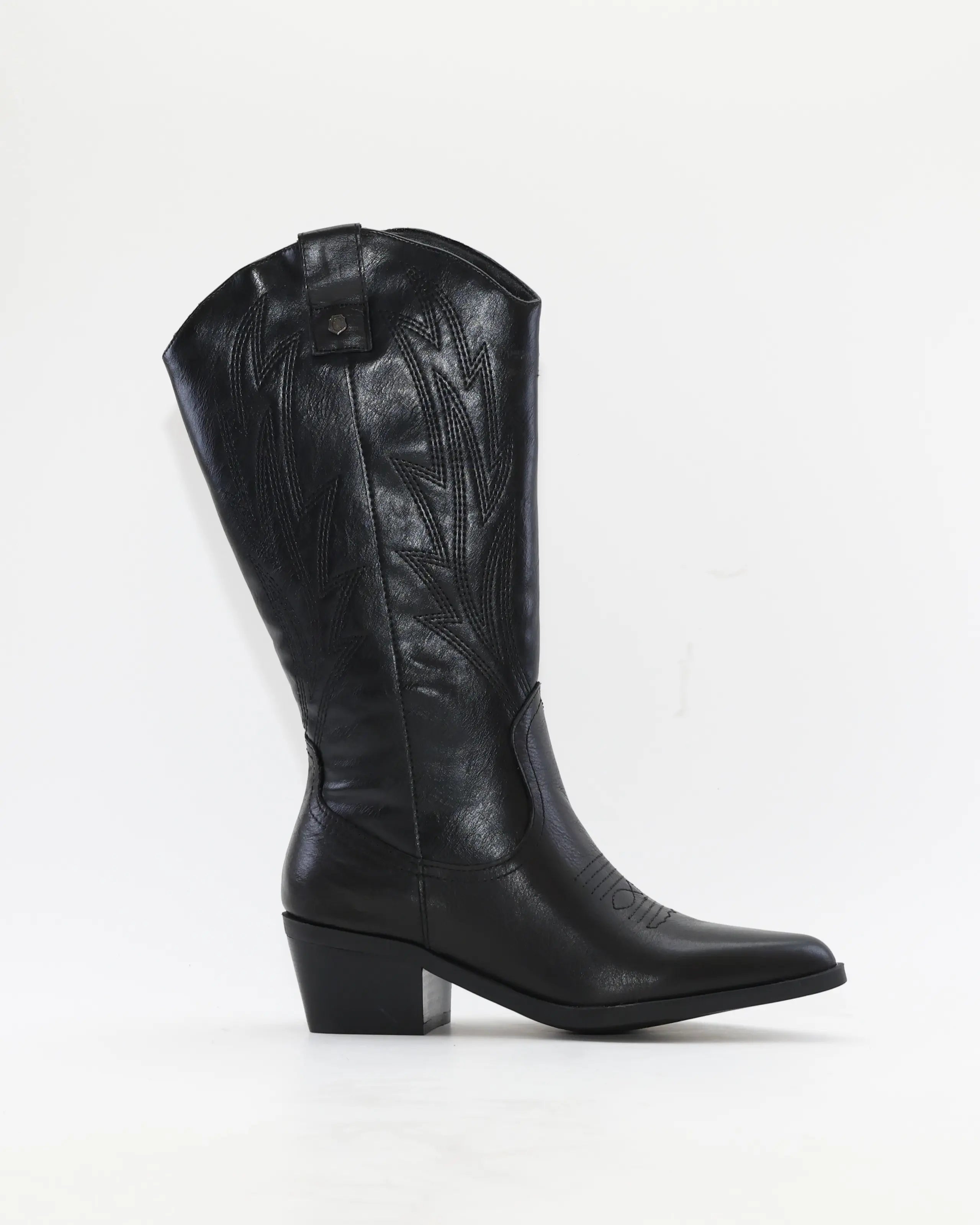 BOTA COWBOY MUJER PIEL NEGRA CON CREMALLERA CARMELA 164388