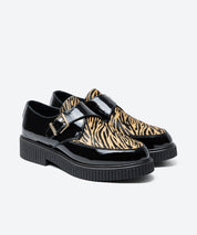 ZAPATO MUJER HEBILLA CHAROL NEGRO PRINT LACOMBA TIGRADA