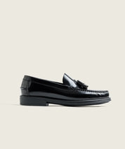 MOCASIN COSIDO A MANO NEGRO BORLAS 101 PISO DE GOMA