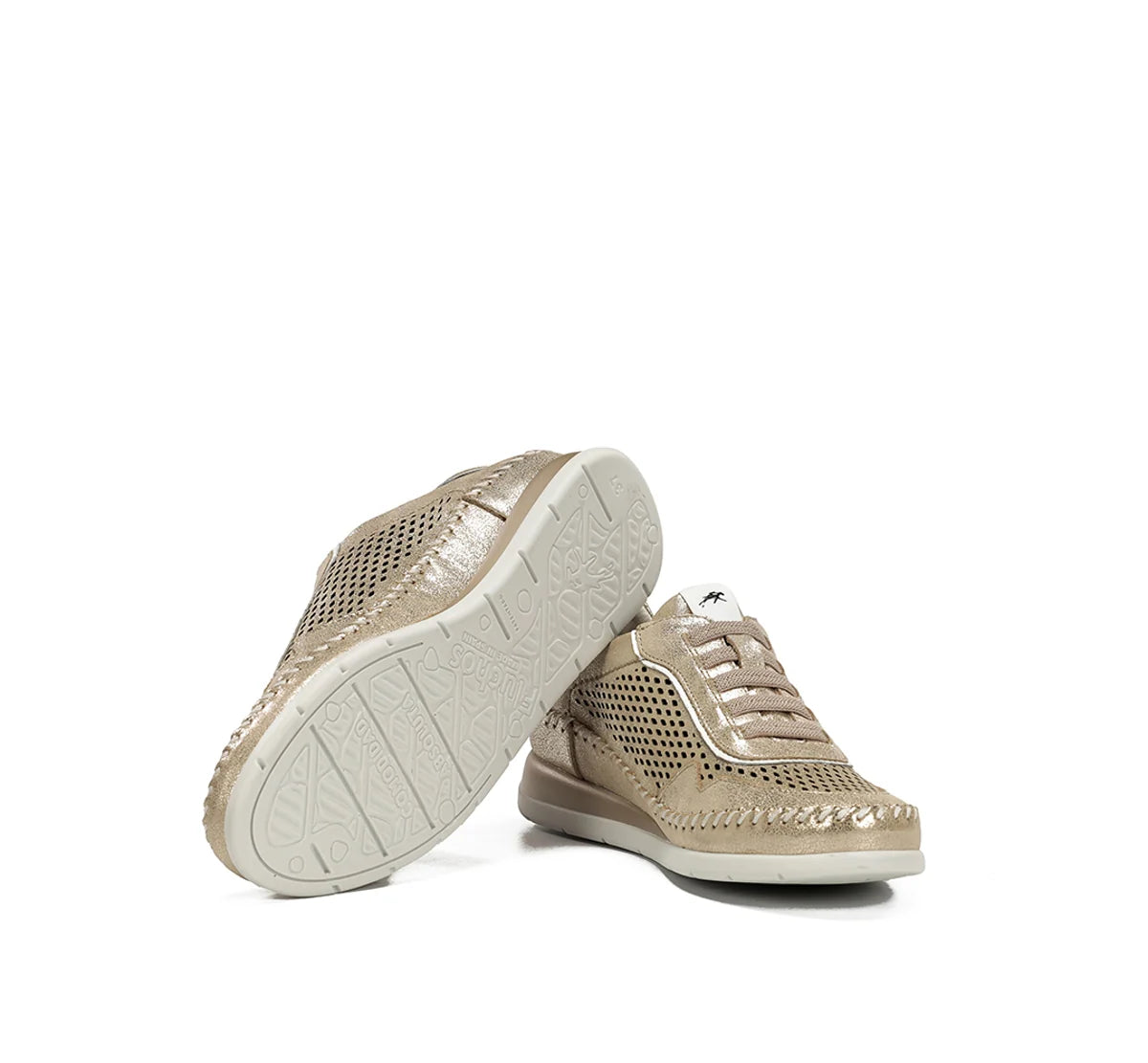 ZAPATO CASUAL MUJER CON ELÁSTICOS COLOR METALIZADO FLUCHOS SELLA F2249 OXIDO