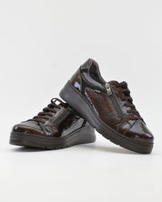 ZAPATO CASUAL MUJER PLANO FLUCHOS POMPASF1666 CHAROL CAFÉ