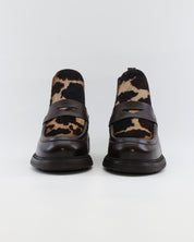 BOTIN CHELSEA MUJER PIEL MARRON CON ANIMAL PRINT LACOMBA BASIL