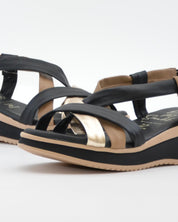SANDALIA CUÑA MUJER TIRAS COMBI NEGRO PLANTA DE GEL OH MY SANDALS 5941