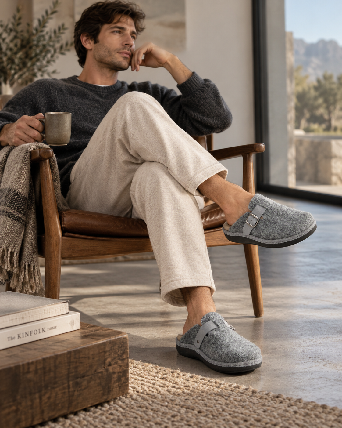 ZAPATILLAS DE CASA HOMBRE CON HEBILLA SALVI 41L-000 ELFO GRIS