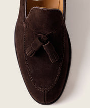 ZAPATO HOMBRE BORLAS TASSEL SERRAJE MARRON SUELA DE CUERO