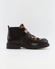 BOTIN CHELSEA MUJER PIEL MARRON CON ANIMAL PRINT LACOMBA BASIL