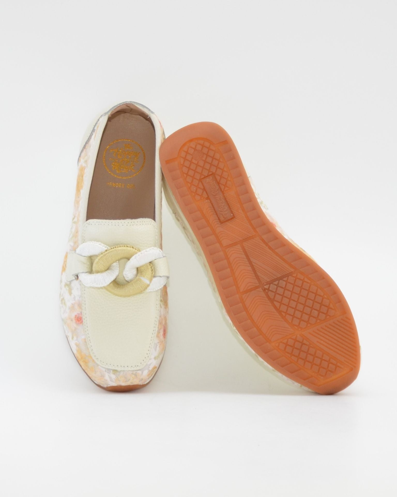 MOCASIN DEPORTIVO MUJER COLOR BEIGE BORDADO FLORES THE HAPPY MONK VANITY 011