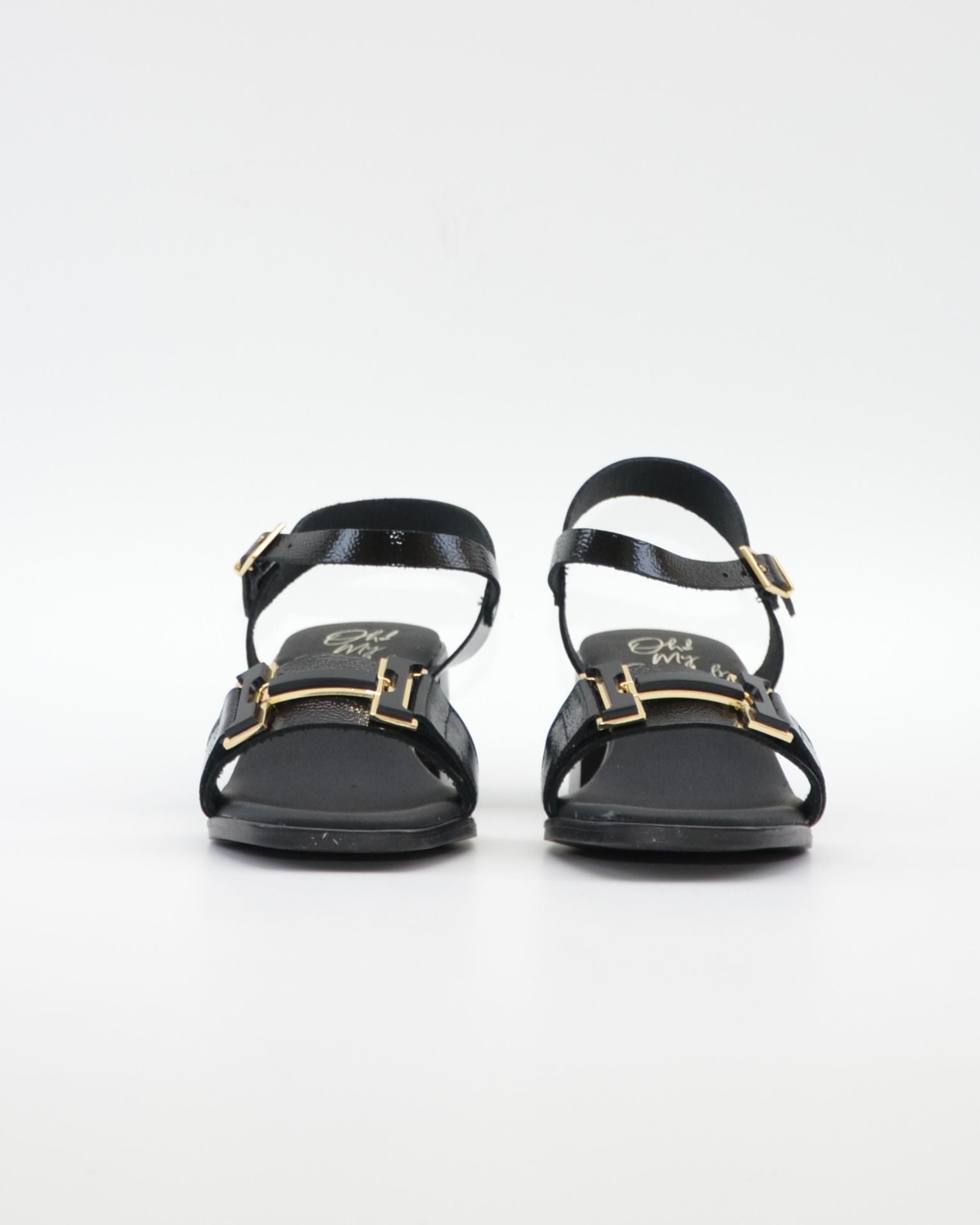 SANDALIA MUJER CHAROL NEGRO TACON BAJO PLANTA DE GEL OH MY SANDALS 5981