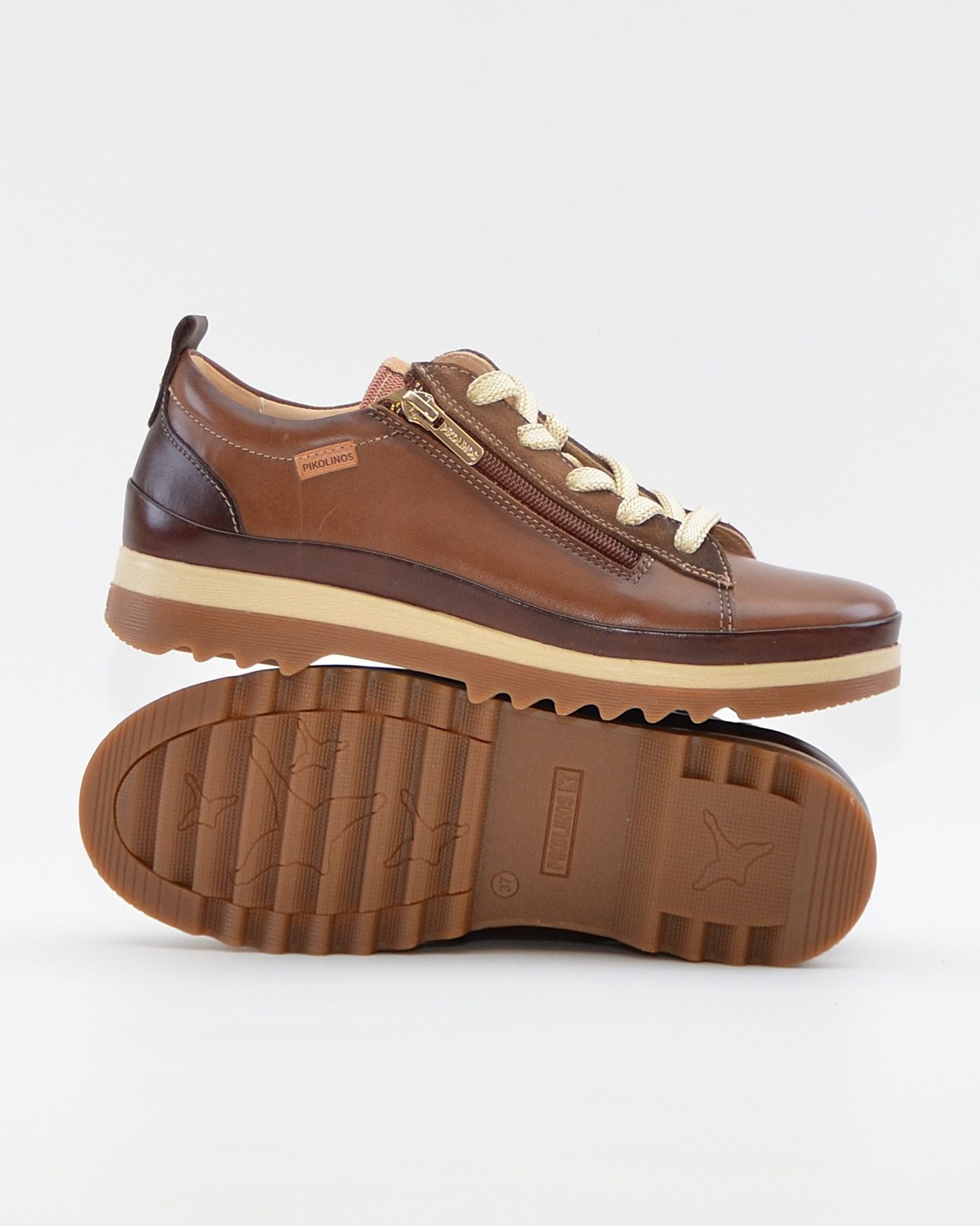 ZAPATO DE CORTE DEPORTIVO MUJER PIKOLINOS VIGO CORDON Y CREMALLERA TOPO W3W-6979C5